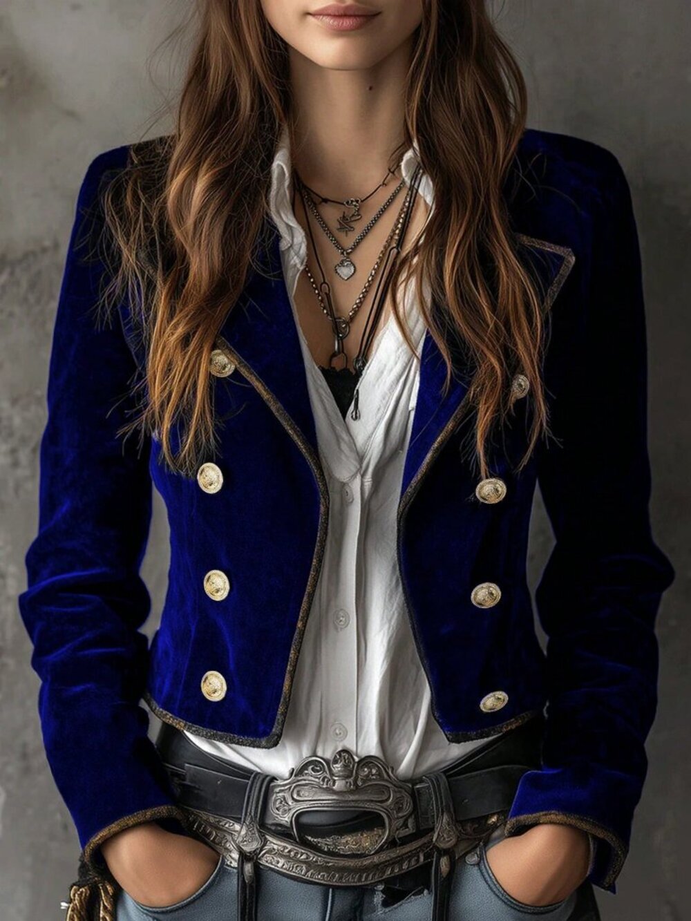 Royal Blue Casual Women's Long Sleeve Office Blazer